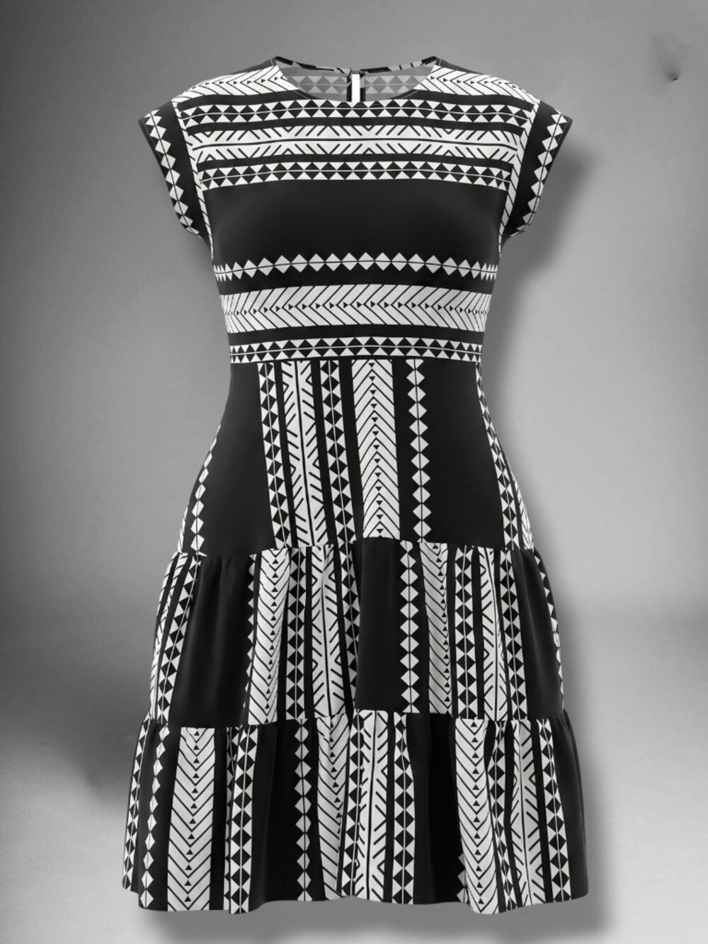 Cupshe Tribal Print Shimmery Ruffle Tiered Midi Dress Size M